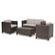 Option brown wicker with ceramic grey cushions