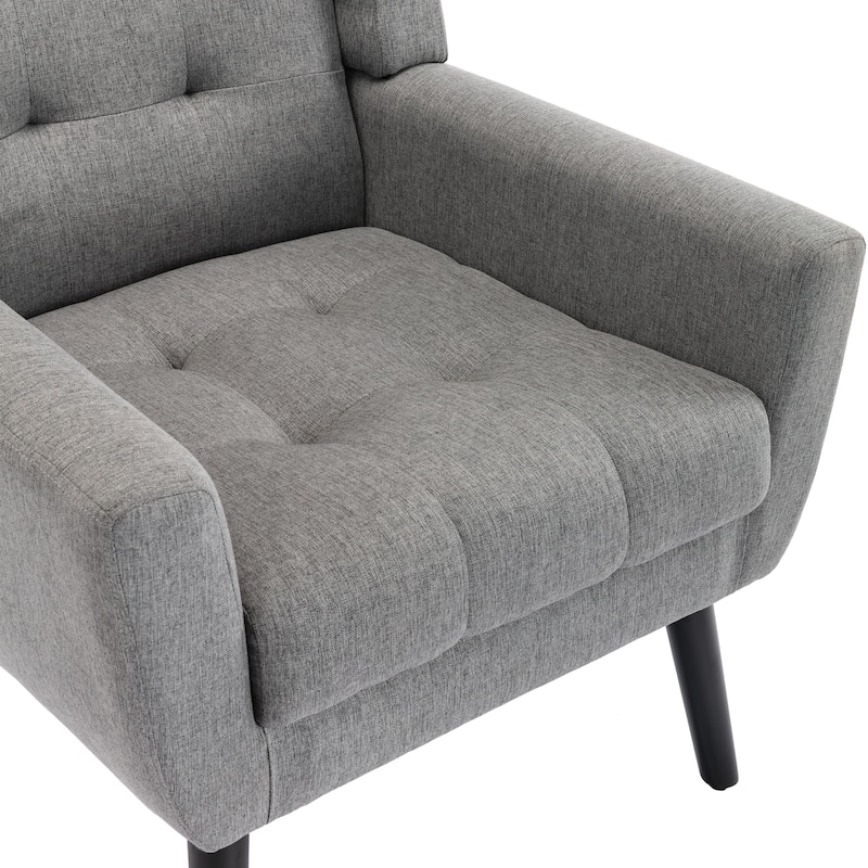 Modern Soft Linen Material Ergonomics Accent Chair Living Room Chair Bedroom Chair Home Chair With Black Legs For Indoor Home