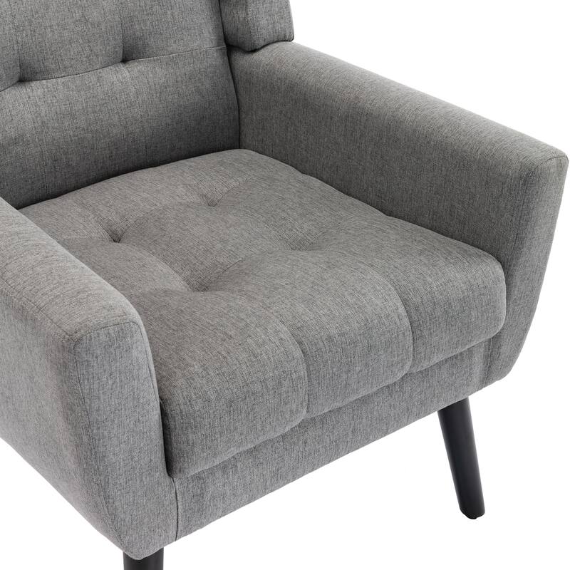 Stylish Upholstered Seating Armchair with Tapered Metal Legs, Light Gray Single Sofa Chair Accent Chair with Flared Armrests