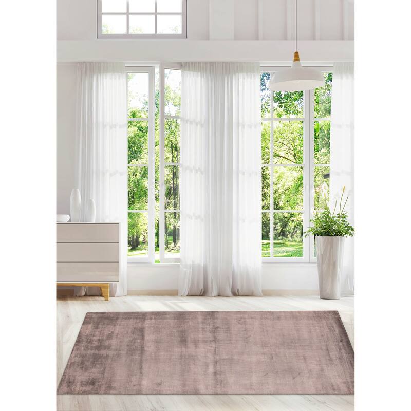 ECARPETGALLERY Hand Loomed Loreto Dark Grey Viscose Rug - 5'8 x 7'10