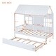 preview thumbnail 7 of 11, Twin House Bed with Trundle & Playhouse Design, Solid Wood Frame