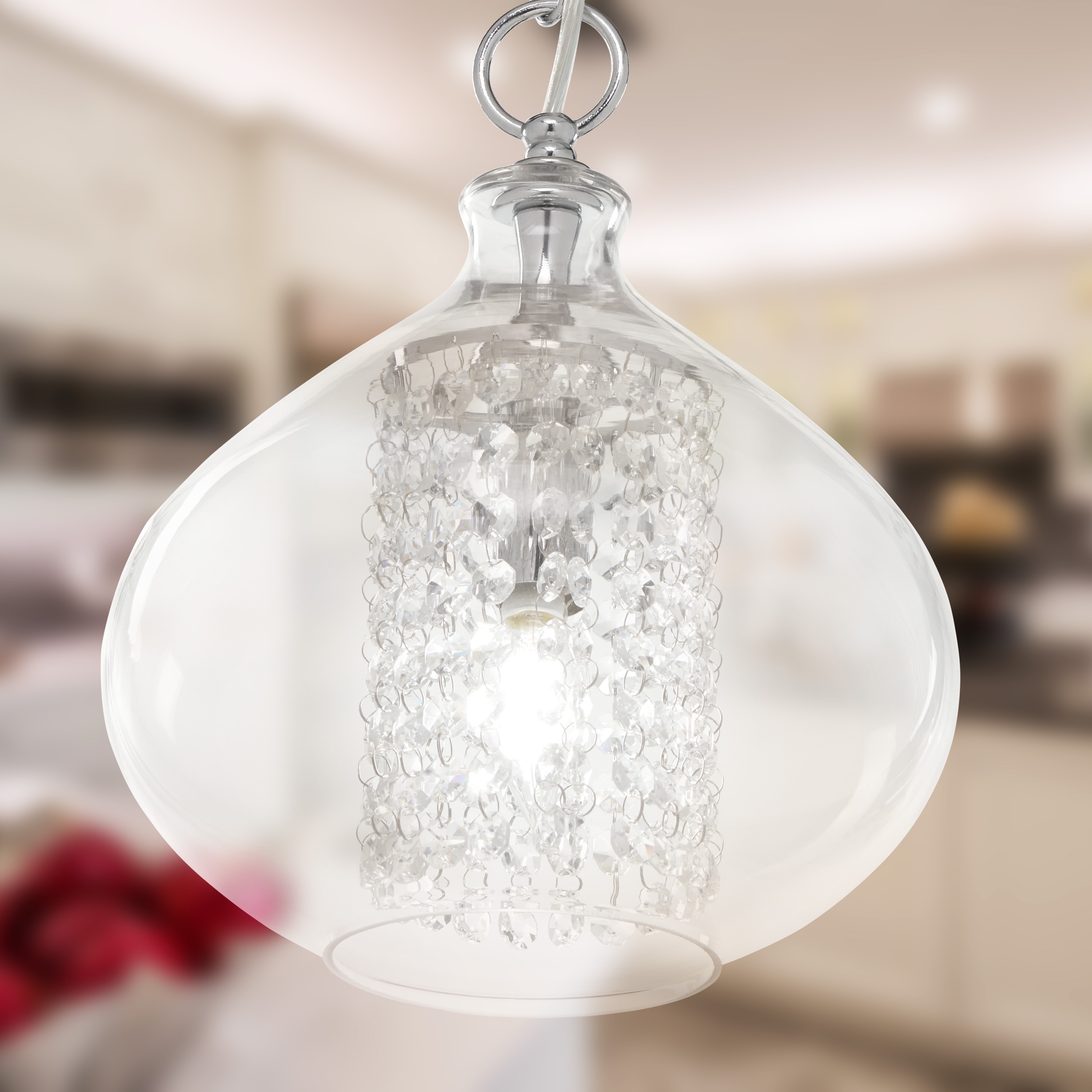 Faceted glass pendant light top