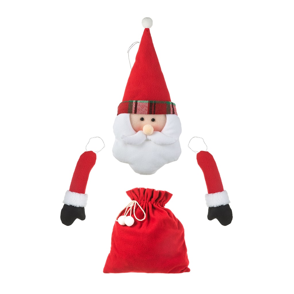 Glitzhome 20"H Christmas Fabric Santa/Snowman Jumbo Ornament Set