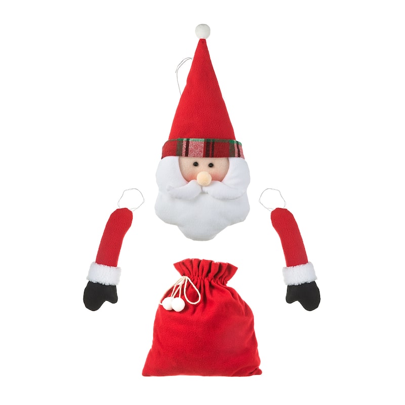 Glitzhome Fabric Santa/Snowman Christmas Tree Hanging Ornaments Set (Buy 1 Get 8 Sets, Without Wreath or Tree) - 20"H