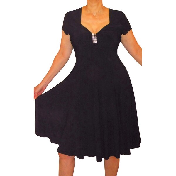Funfash Plus Size Clothing Women New Slimming Empire Waist Black Dress