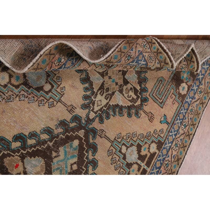 Hamedan Persian Antique Runner Rug Handmade Wool Carpet - 3'6" x 9'7"