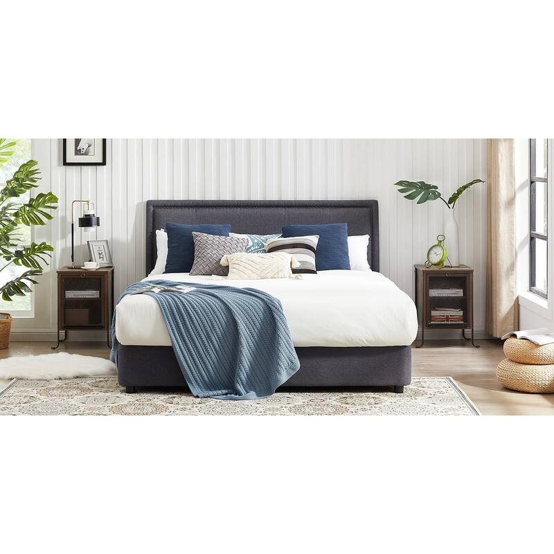 VECELO 3-tier Shelves Modern Nightstand with Switchable Door and Retractable Shelf