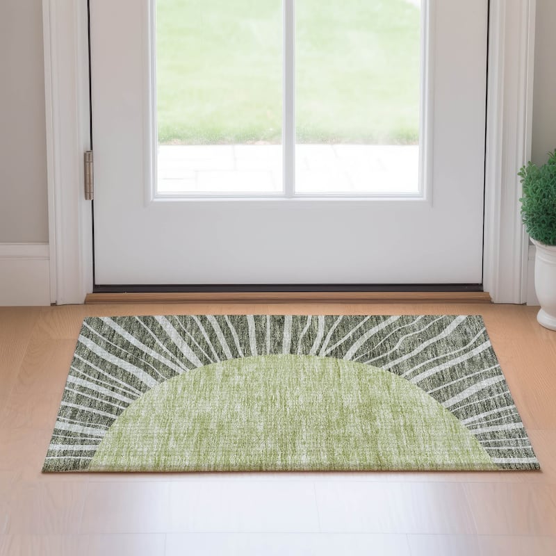 Premium Washable Super Soft Contemporary Rays Mayfield Rug - Olive - 1' 8" x 2' 6" - Rectangle