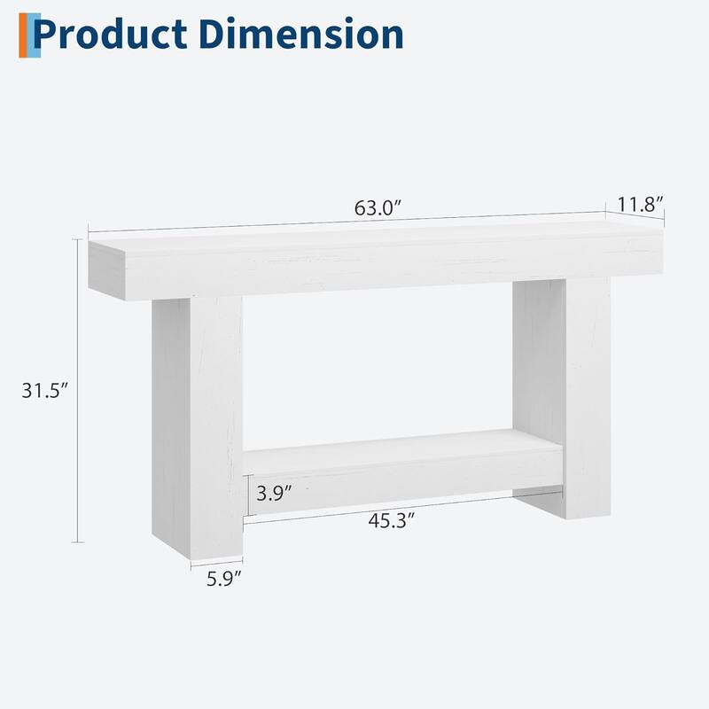 62.9" Narrow Console Table with Storage Rectangular