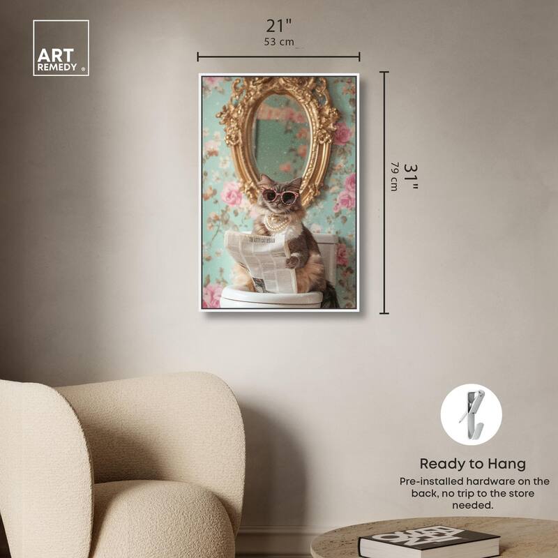 Ornate Kitty Toilet Time Canvas by Art Remedy