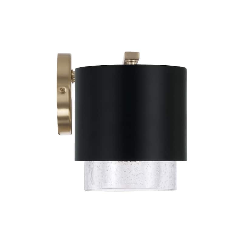 33.50"W x 8.25"H 4-Light Cylindrical Metal Vanity with Seeded Glass - N/A