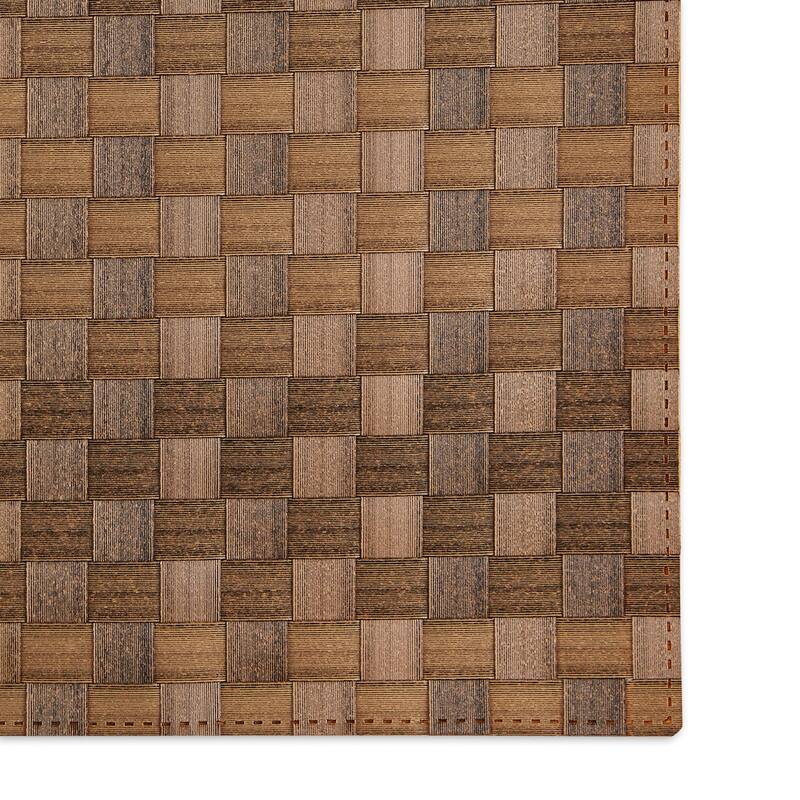 Leather Brown Basketweave Rectangle Woven Placemat (Set of 4)