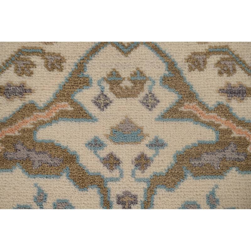 Earth Tone Oushak Runner Rug Hand-Knotted Wool Carpet - 2'7"x 7'9"