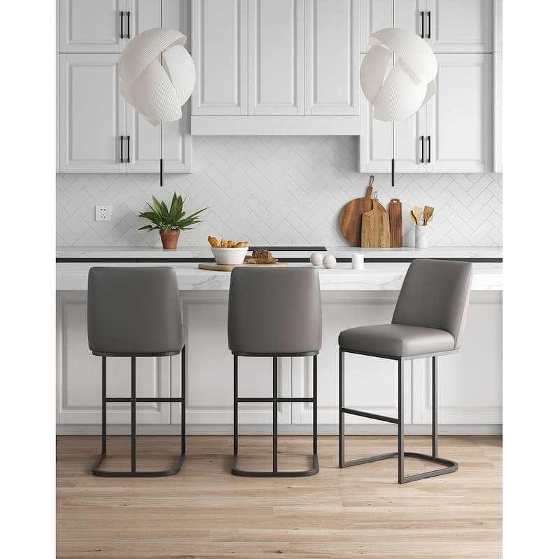 Manhattan Comfort Serena Modern Faux Leather Upholstered Counter Barstool