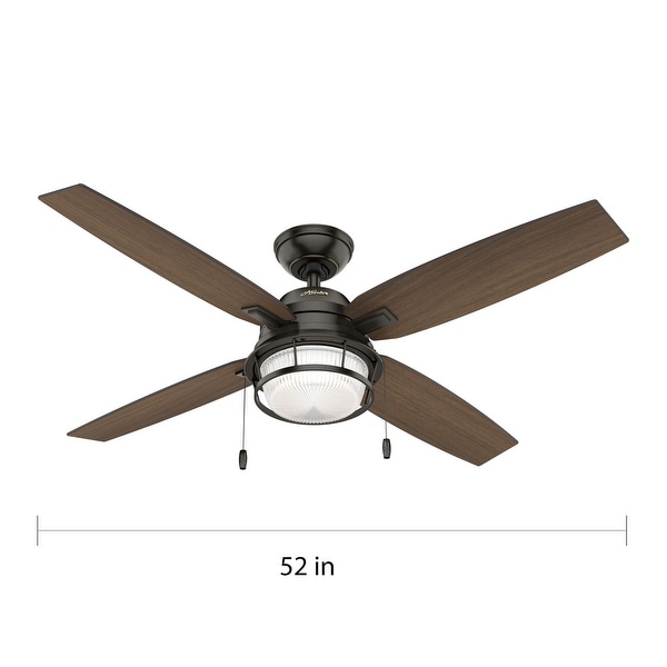 Hunter 52" Ocala Outdoor Ceiling Fan with LED Light Kit and Pull Chain, Damp Rated