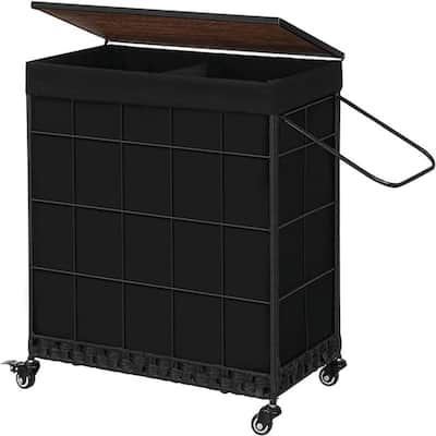 Durable Laundry Basket with Heavy Duty Rolling Lockable Wheels - 23.43"L x 13.58"W x 26.37"H