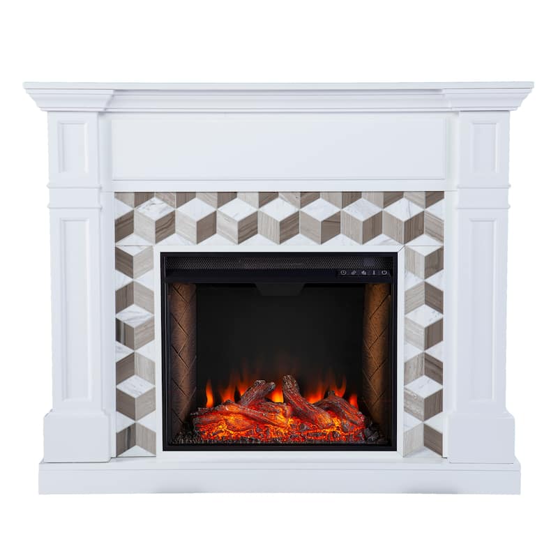 SEI Furniture Darvingmore Marble Fireplace - 48"W x 15"D x 40"H