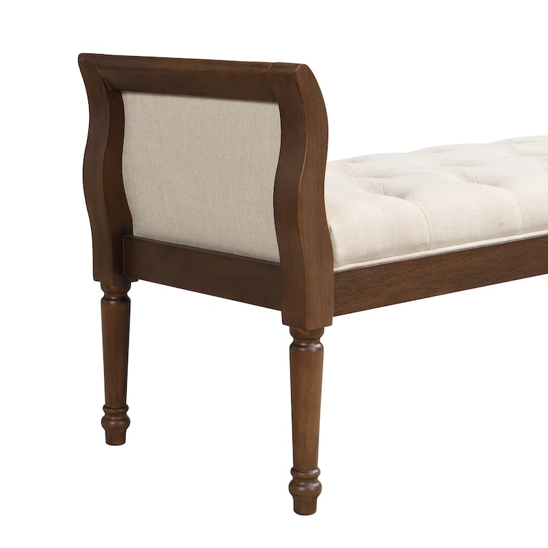 Christopher Knight Home - Valen Classic Tufted Upholstered Bench with Curved Arms and Solid Wood Frame