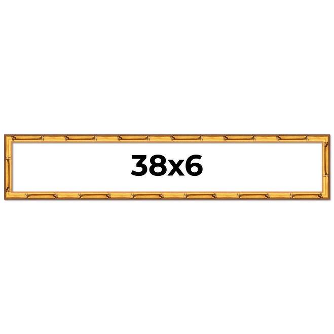 38x6 Frame Gold Bamboo Picture Frame Modern Photo Frame Includes UV Acrylic Shatter Guard Front Acid Free Foam Backing Board
