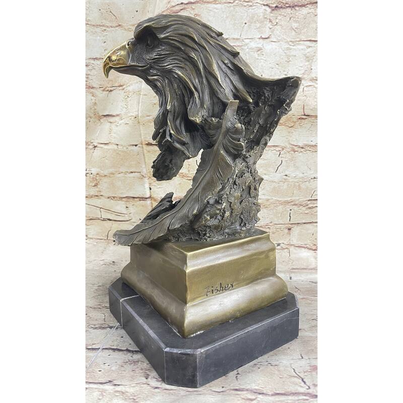 Original Life Size American Bald Eagle Bronze Bust Sculpture Extra Large Figure