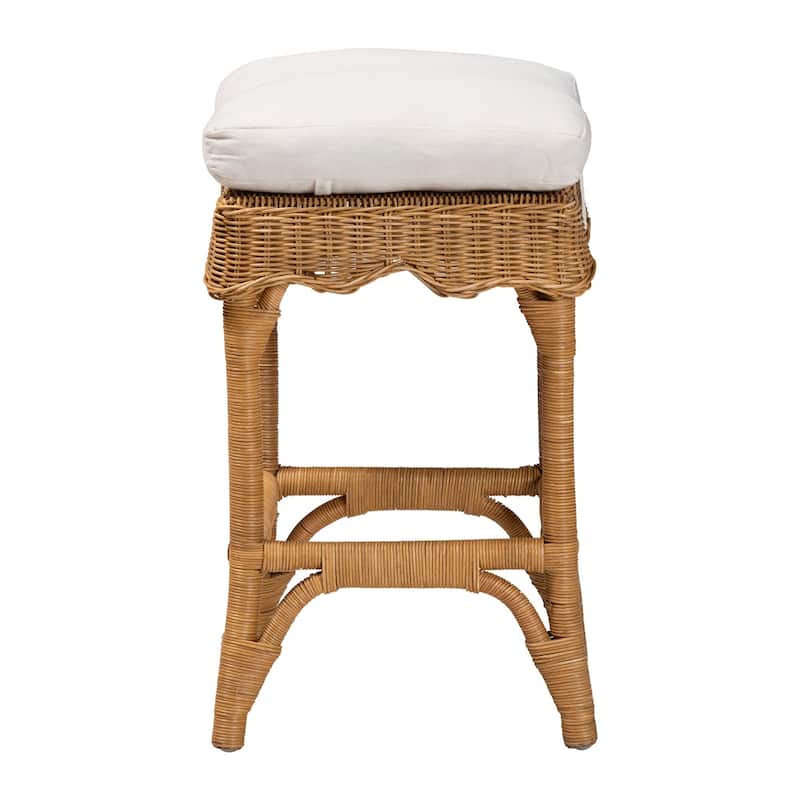 Muy Bohemian Scallop Honey Rattan Counter Stool
