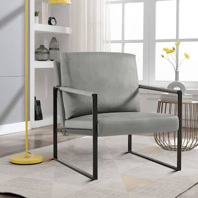 Vintage Chic PU Upholstered Armchair with Non-slip Adsorption Foot Pads