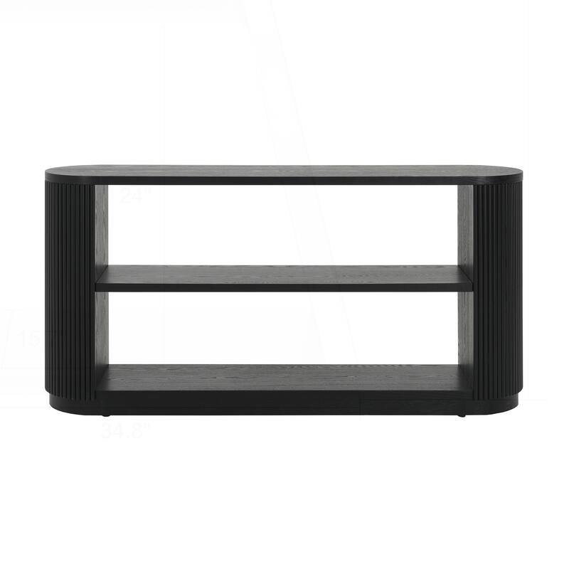 Versatile Slim Console Table with Open Shelf and Stylish Wood Grain for Living Room