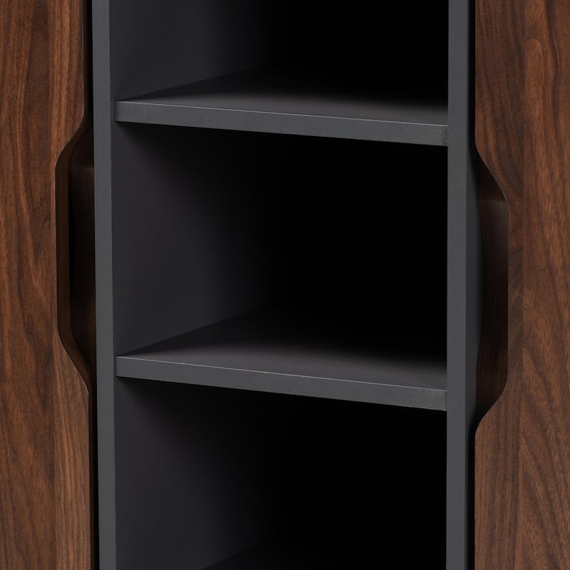 Idina Mid-Century Modern Two-Tone 2-Door Shoe Cabinet