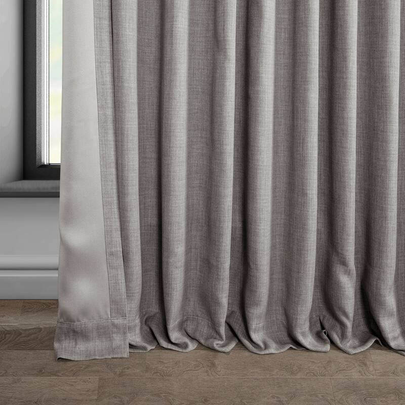 Exclusive Fabrics Faux Linen Extra Wide Room Darkening Curtains Panel - Versatile Privacy Drapery for Wide Windows (1 Panel)