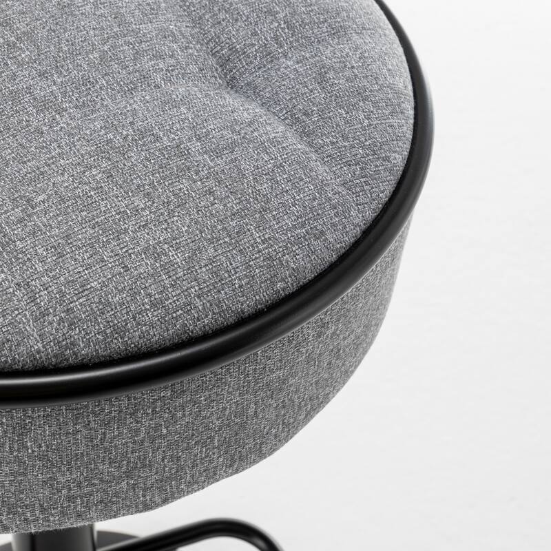 Modern Faux Leather/Linen Armless Bar Stools Set of 2 with Metal Frame, 28-36.2'' Seat Height