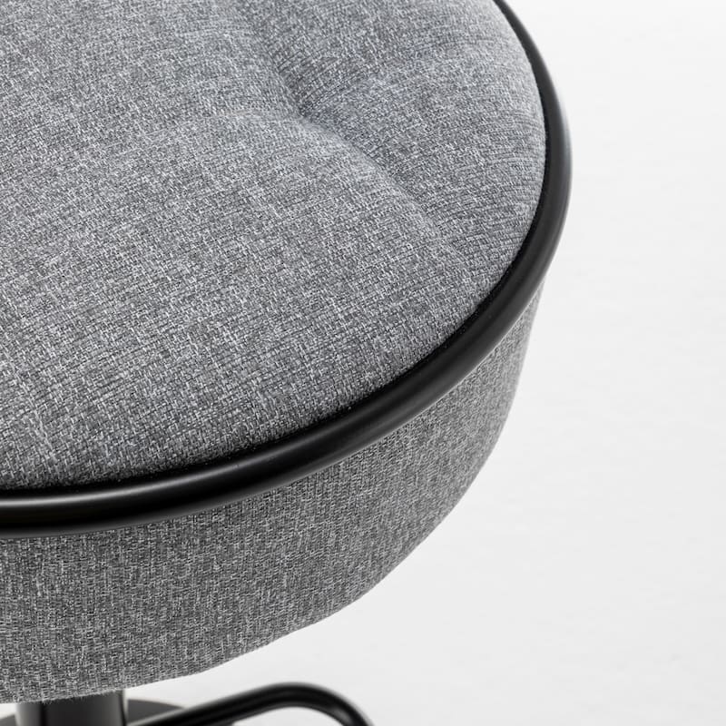 Round Storage Bar Stool Faux Leather Height Adjustable Barstool, 360 Swivel