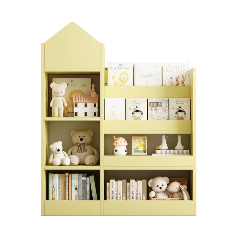 Kids Wooden Bookshelf Toy Storage Organizer with Bookcase