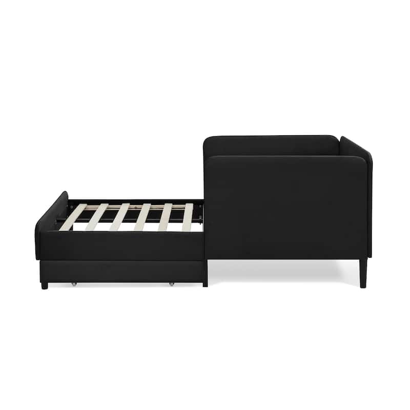 Anmytek Black Velvet Storage Bed Frame with Drawers Modern Upholstered Platform Bed for Small Spaces