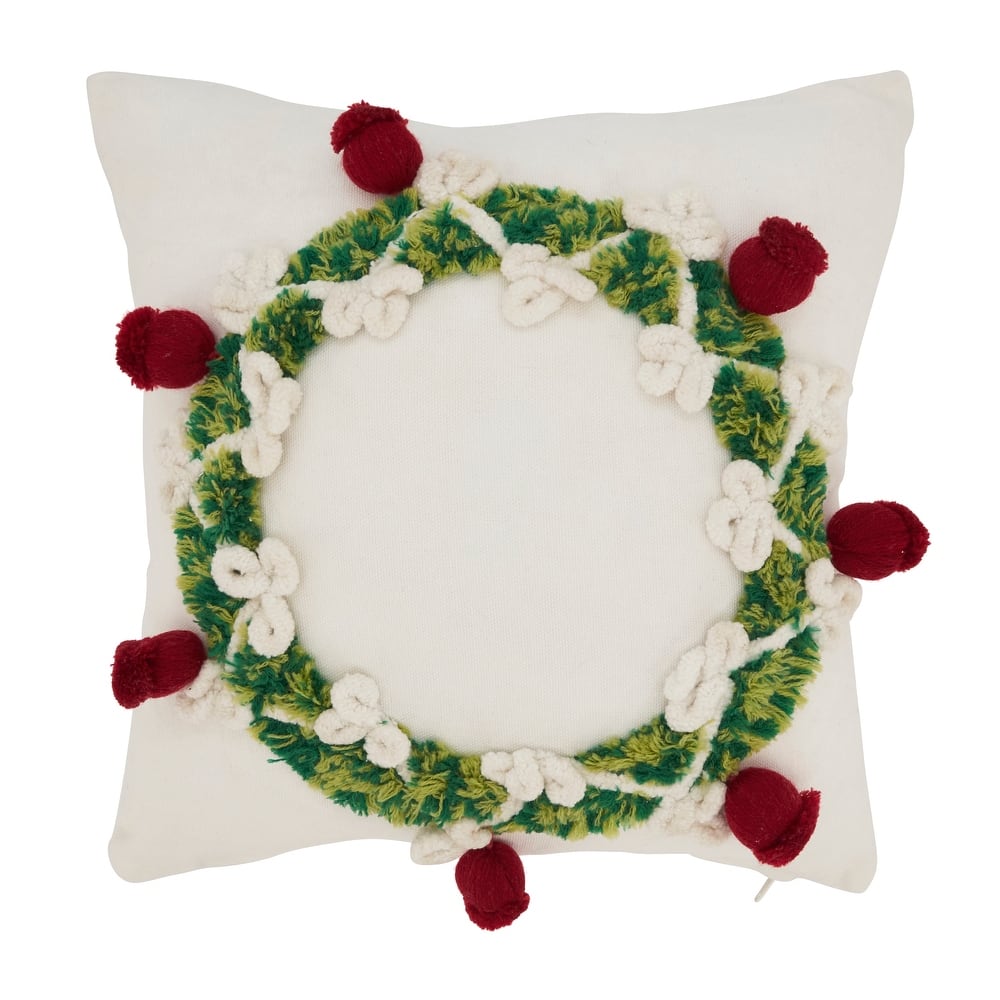 Evergreen Elegance Wreath Throw Pillow