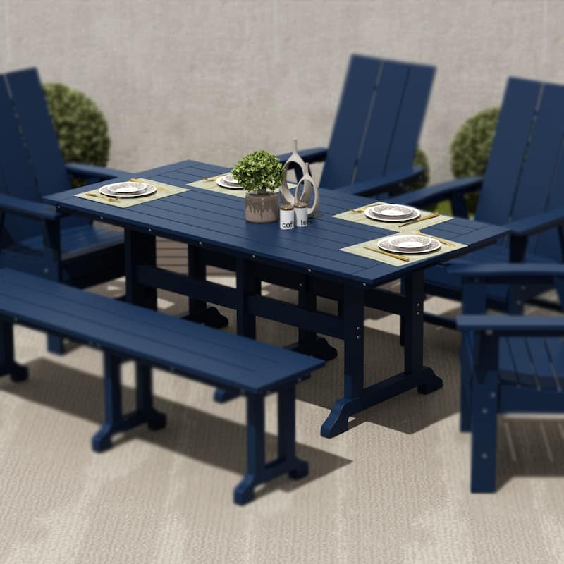 Polytrends Laguna Hdpe All Weather Outdoor Patio 71" Rectangular Dining Table - Navy Blue