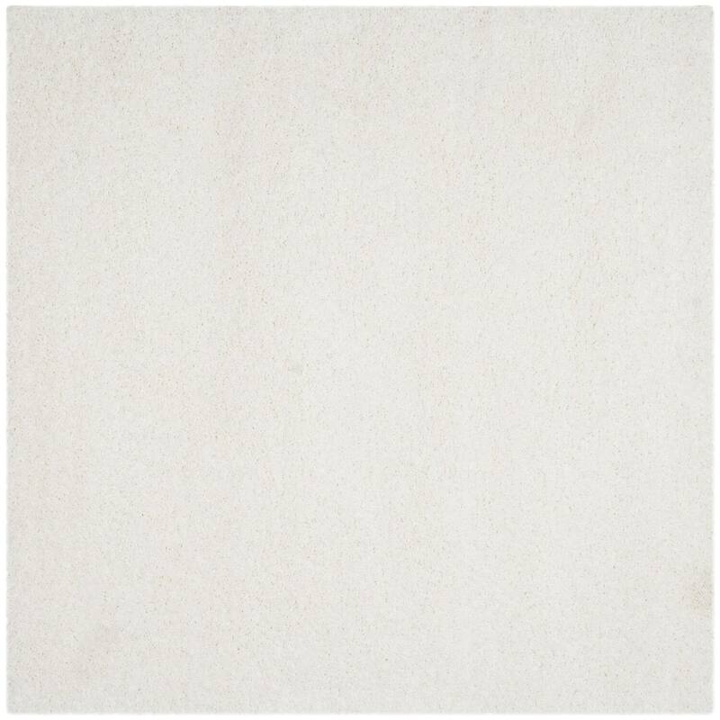 Asian Area Rug 6x7 Square - White Shag Rug for Living Room, Bedroom - Non-Shedding, Easy Care Floor Decor - 79 x 79