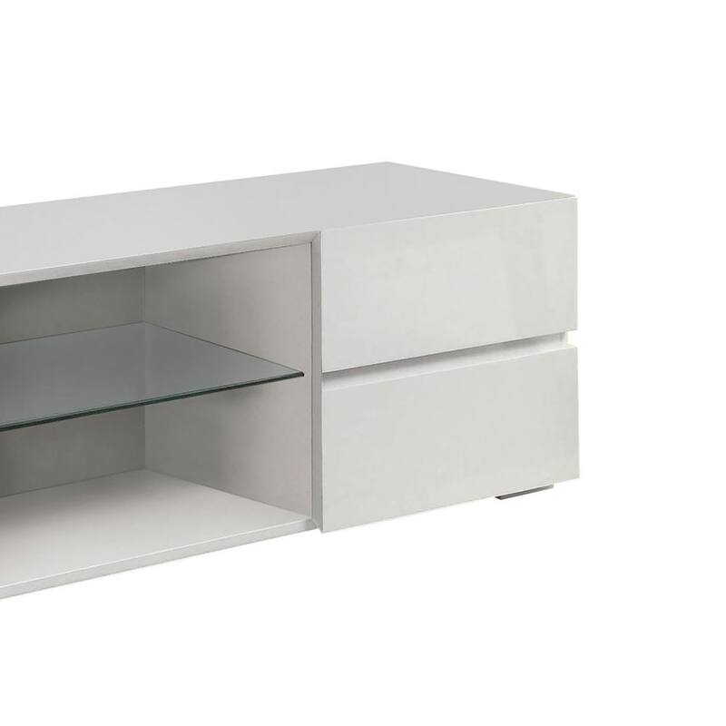 Sleek White 4-Drawer TV Stand with Tempered Glass Shelf, 60" TV Compatible