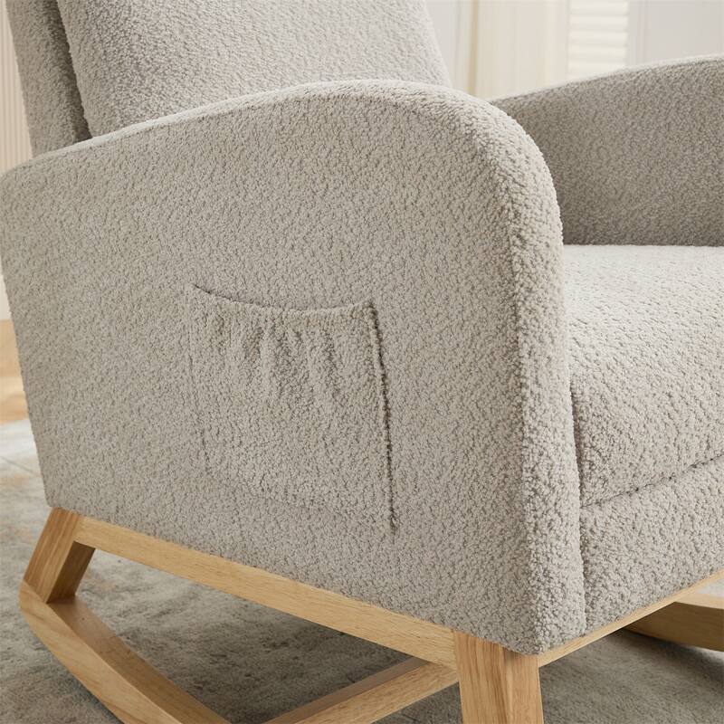 25.4"W Rocking Chair, High Back Glider Chair with Retractable Footrest