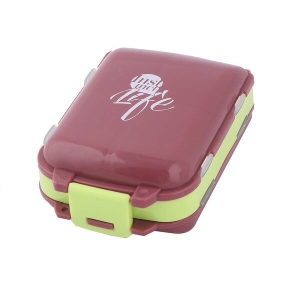 Outdoor Plastic 8 Compartments Capsule Pills Foldable Storage Box Case Dark Brown