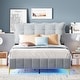 preview thumbnail 2 of 8, Velvet Platform Bed with Comfortable Headboard, LED Frame and Stylish Metal Bed Legs, Full Size, Grey
