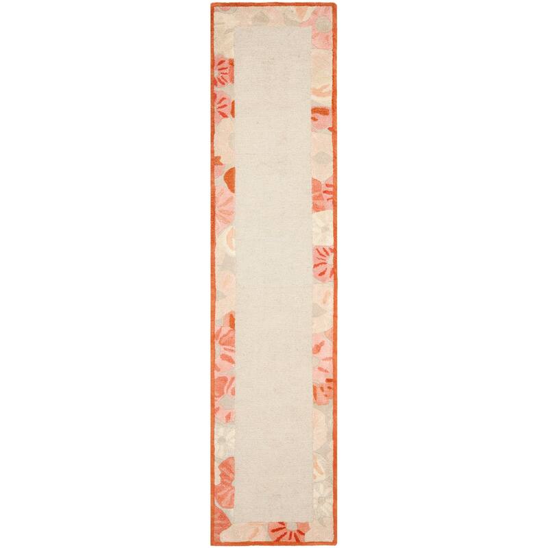 Martha Stewart by SAFAVIEH Poppy Border Wool/ Viscose Rug - 2'3" x 10' Runner - Cayenne Red