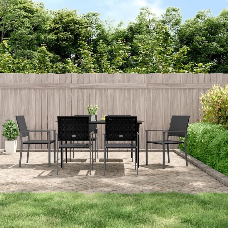 vidaXL 3/5/7/9 Piece Patio Dining Set with Cushions Poly Rattan and Steel