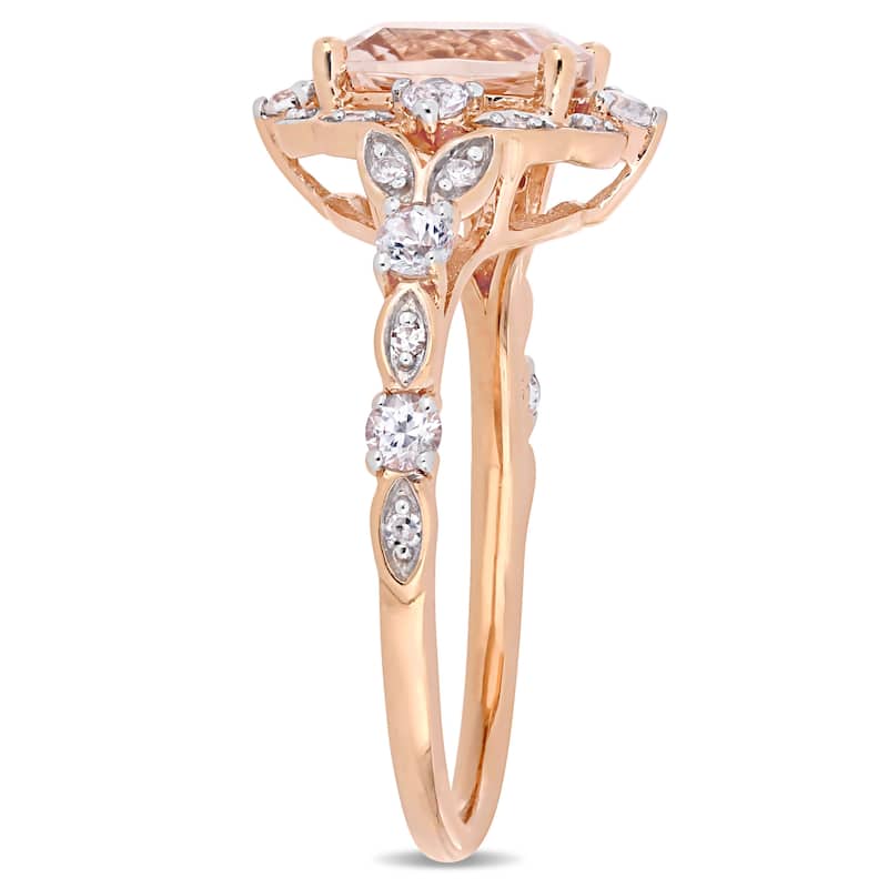 Miadora 14k Rose Gold Morganite White Sapphire & Diamond Vintage Ring