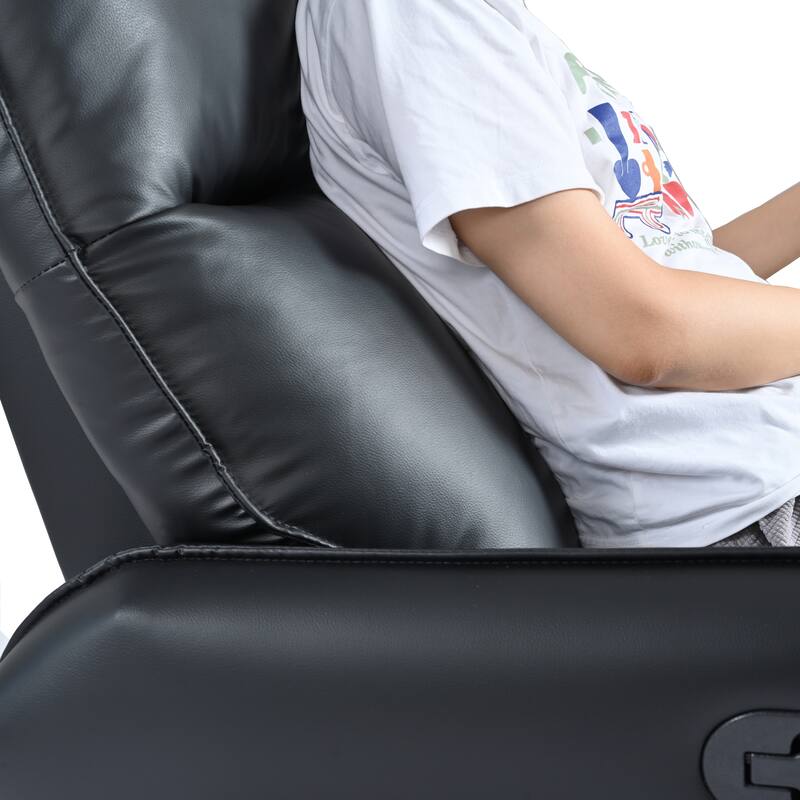 PU Rocking Recliner Chair, 360 Swivel Nursery Rocking Chair, Rocking Swivel Recliner Chair for Bedroom, Side Pocket