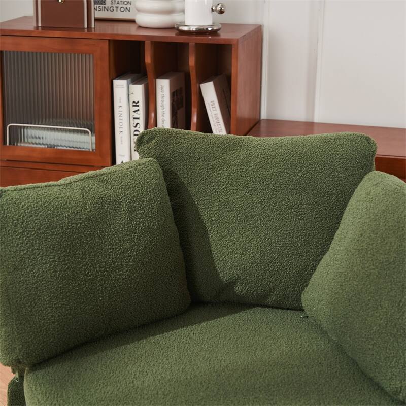 Teddy Fabric Swivel And Storage Chair With Back Cushion