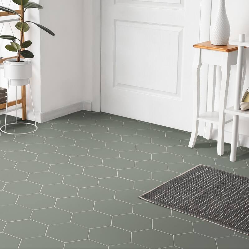Merola Tile Textile Basic Hex Moss 8-5/8" x 9-7/8" Porcelain Floor and Wall Tile