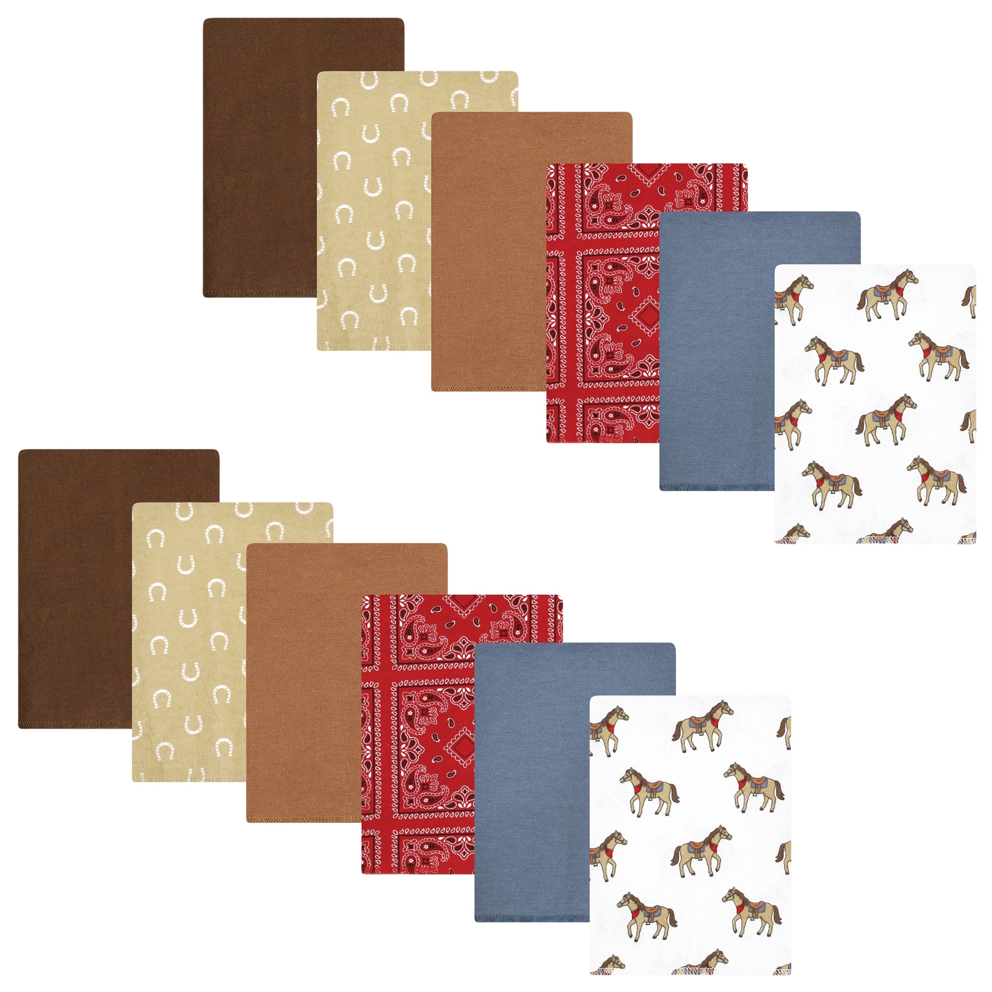 Hudson Baby Infant Boy Cotton Flannel Burp Cloths Bundle, Cowboy, One Size - Cowboy - One Size