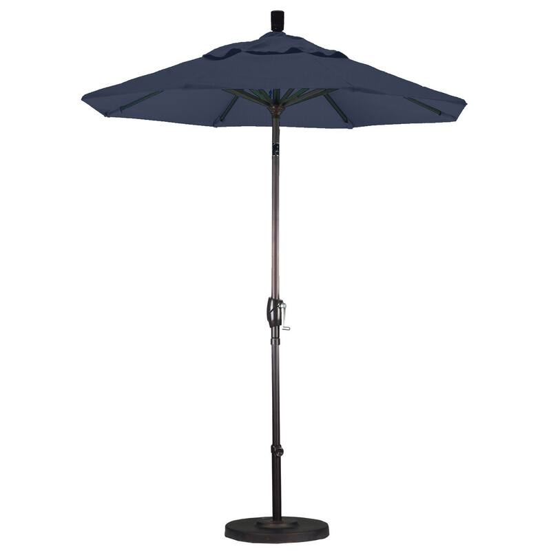 California Umbrella 6' Rd. Aluminum Patio Umbrella, Crank Lift, Push Button Tilt, Sunbrella fabric, Bronze Finish - Navy Blue