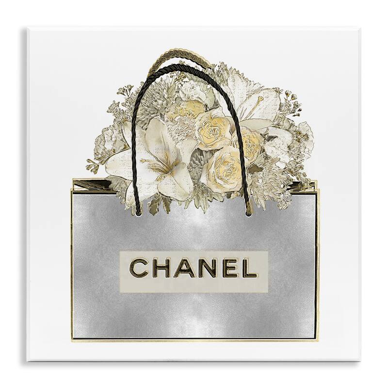 Stupell Flowers in Silver Bag Wall Plaque Art Design By Madeline Blake - 12 x 12