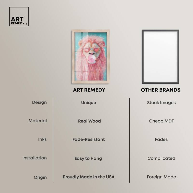 Pastel Lion Bubblegum Shadowbox by Art Remedy